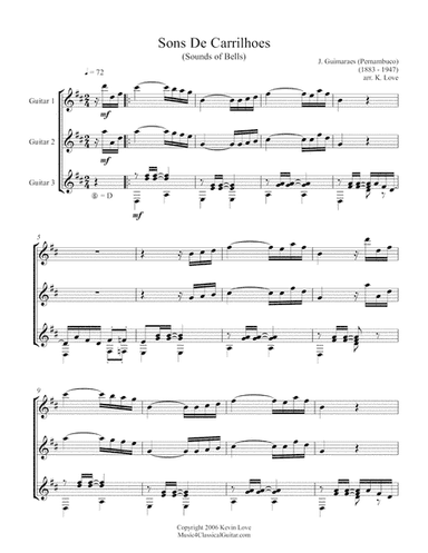 Sons de Carrilhões (Guitar Trio) - Score and Parts (arr. K. Love)