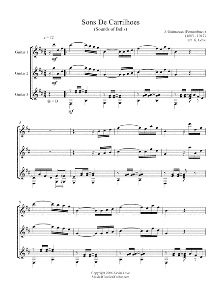 Sons de Carrilhões (Guitar Trio) - Score and Parts (arr. K. Love)