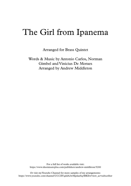 The Girl From Ipanema (garôta De Ipanema) (arr. Andrew Middleton)