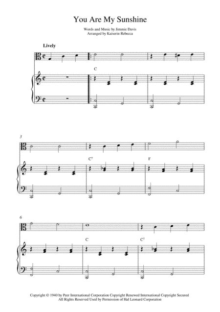 You Are My Sunshine (arr. Kaiserin Rebecca)