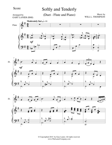 SOFTLY AND TENDERLY (Duet – Flute and Piano/Score and Parts) (arr. Gary Lanier)