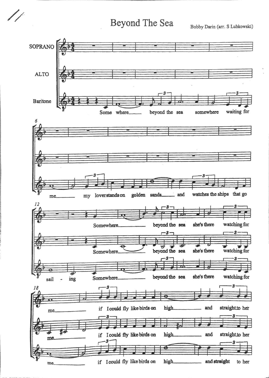 Beyond The Sea (arr. Simon Lubkowski)