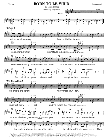 Born To Be Wild (arr. Jorge Juárez)