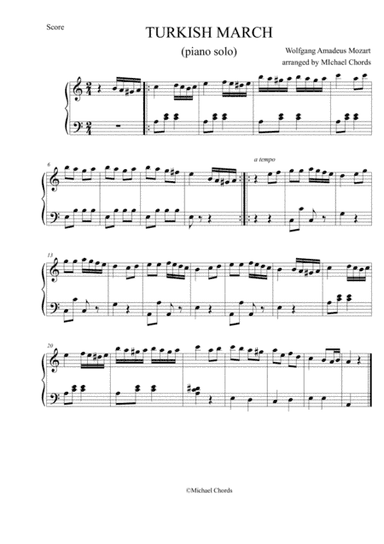 Turkish March / EASY PIANO (arr. Michael Chords)