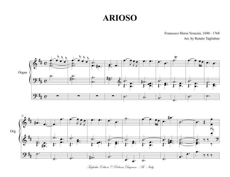 ARIOSO - Veracini F.M. - Arr. for Organ 3 straff (arr. Renato Tagliabue)