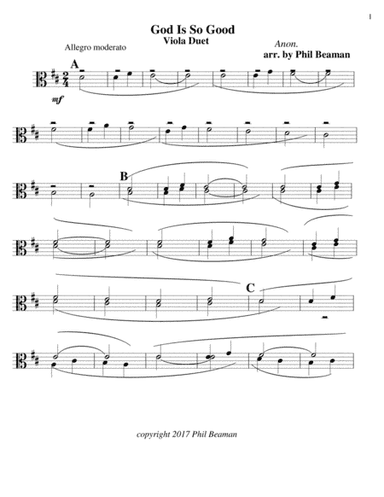 God Is So Good - viola duet (arr. Phil Beaman)