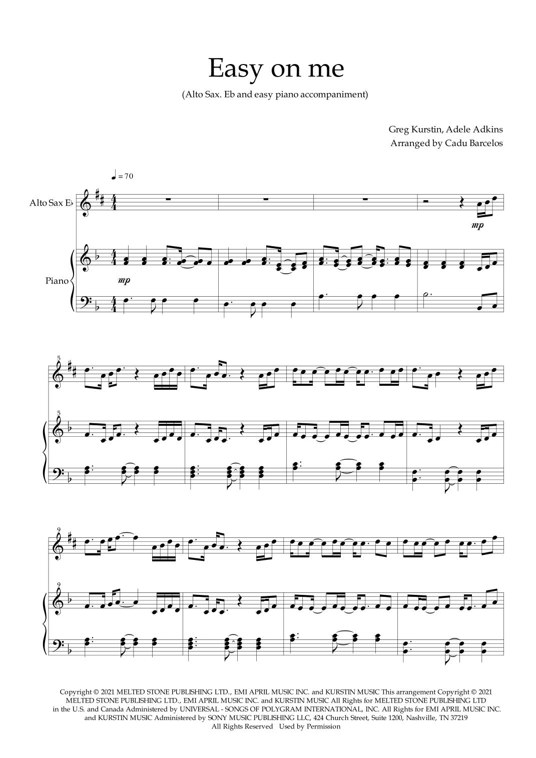 Easy On Me (arr. Cadu Barcelos)