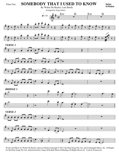 Somebody That I Used To Know (arr. Jorge Juárez)