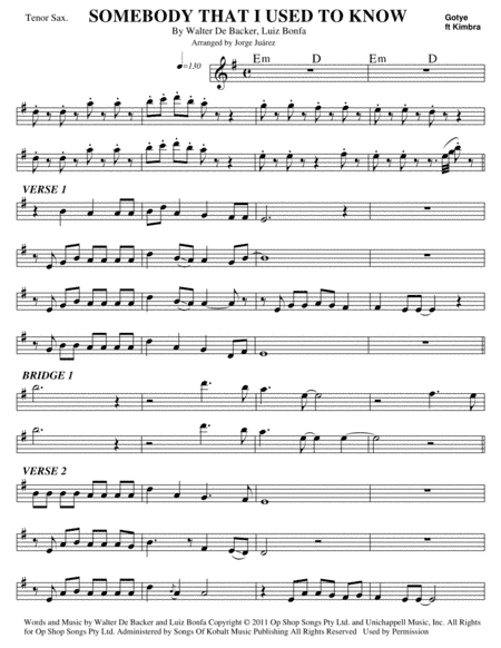Somebody That I Used To Know (arr. Jorge Juárez)