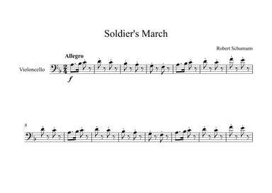 Soldier's March - Robert Schumann (Cello) (arr. Digital Book Music)