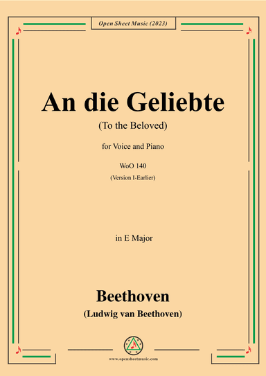 Beethoven-An die Geliebte(To the Beloved),in E Major (arr. OSM Press)