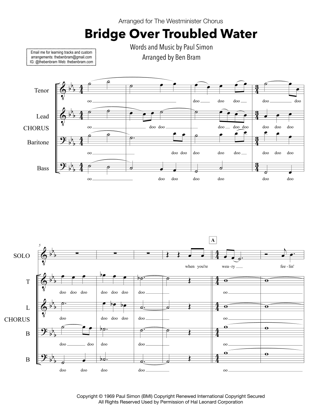 Bridge Over Troubled Water (arr. Ben Bram)