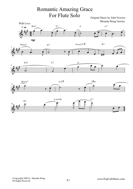 Romantic Amazing Grace - Flute or Piccolo Solo (Love Version) (arr. Miranda Wong)