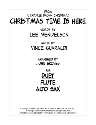 Christmas Time Is Here (arr. John Groves)