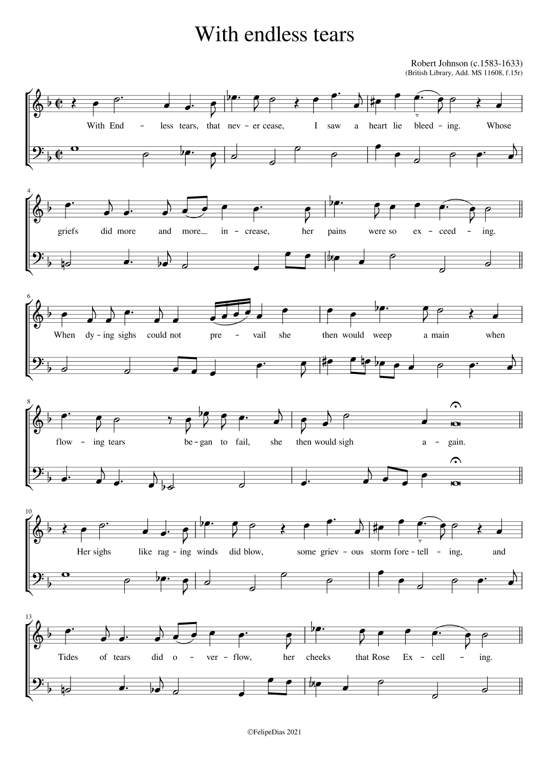 With endless tears (From Add. MS 11608) (arr. Early Music Scores)