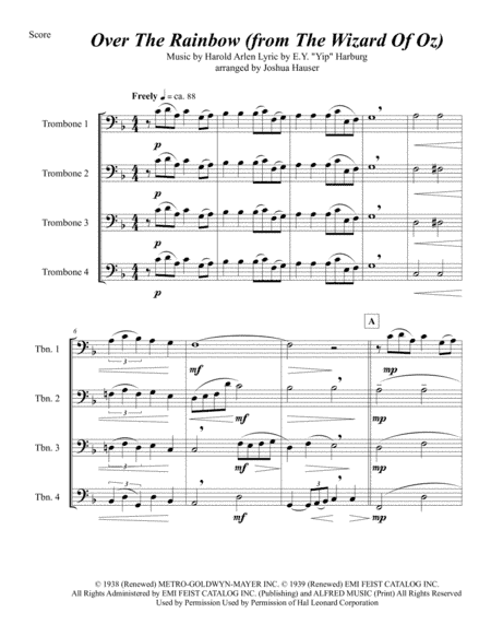 Over The Rainbow (from The Wizard Of Oz) (arr. Joshua Hauser)