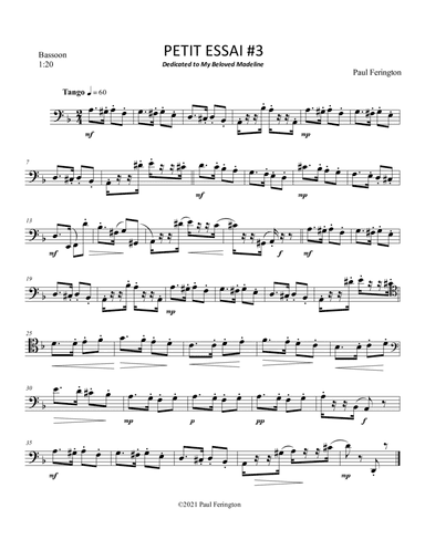 PETIT ESSAI #3 for Unaccompanied Bassoon