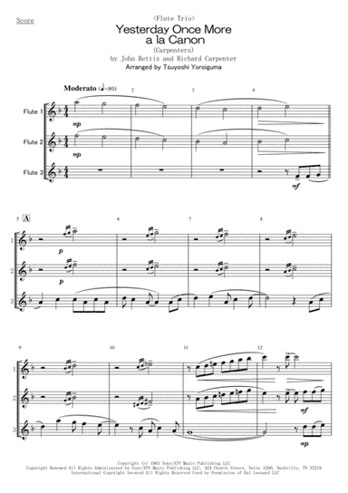 Yesterday Once More (arr. Tsuyoshi Yoroiguma)