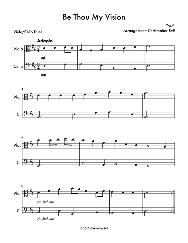 Be Thou My Vision - Viola/Cello Duet (arr. Christopher Bell)