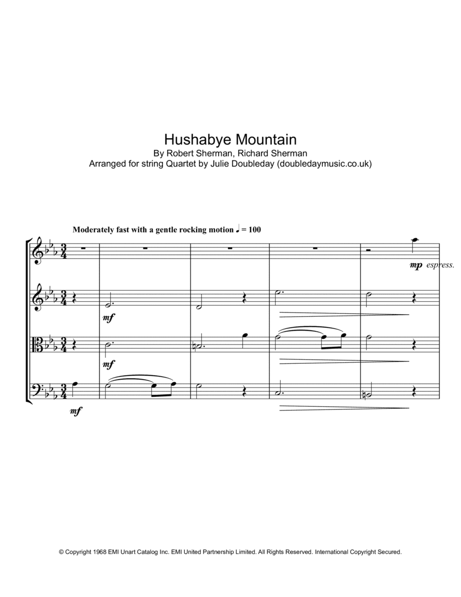 Hushabye Mountain (arr. Julie Doubleday)