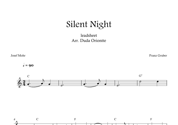 Silent Night (C major - leadsheet - no lyrics) (arr. Duda Oriontte)