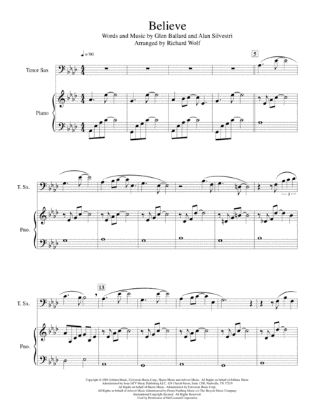 Believe (arr. Richard Wolf)