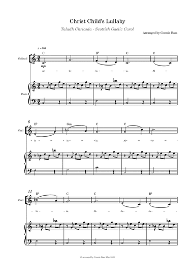 Christ Child's Lullaby (Taladh Chriosda) - violin and piano with parts page (arr. Connie Boss)