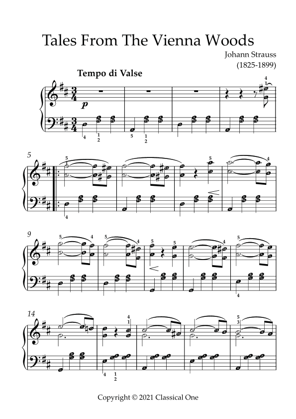 Strauss - Tales from the Vienna Woods(With Note name) (arr. MPS)
