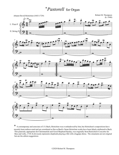 "Pastorell" (pastorale) for Organ manuals alone; Christmas (arr. Bob Thompson)