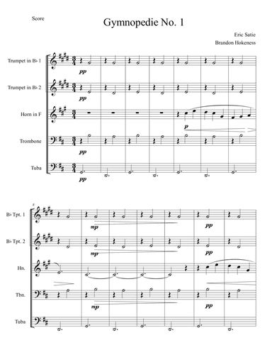 Gymnopedie No.1 - Brass Quintet (arr. Brandon Hokeness)