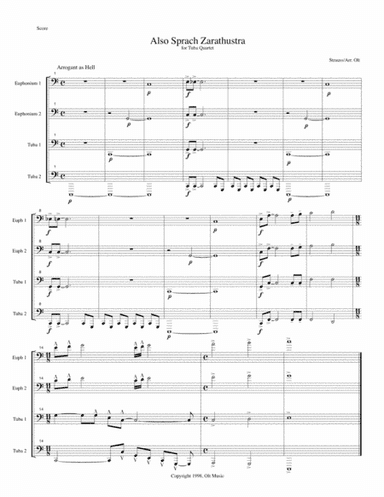 Also sprach Zarathustra for tuba quartet (arr. Tim Olt)