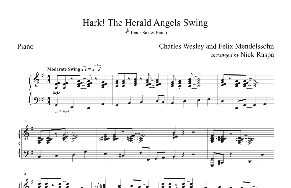 Hark! The Herald Angels Swing (Tenor Sax & Piano) piano part (arr. Nick Raspa)