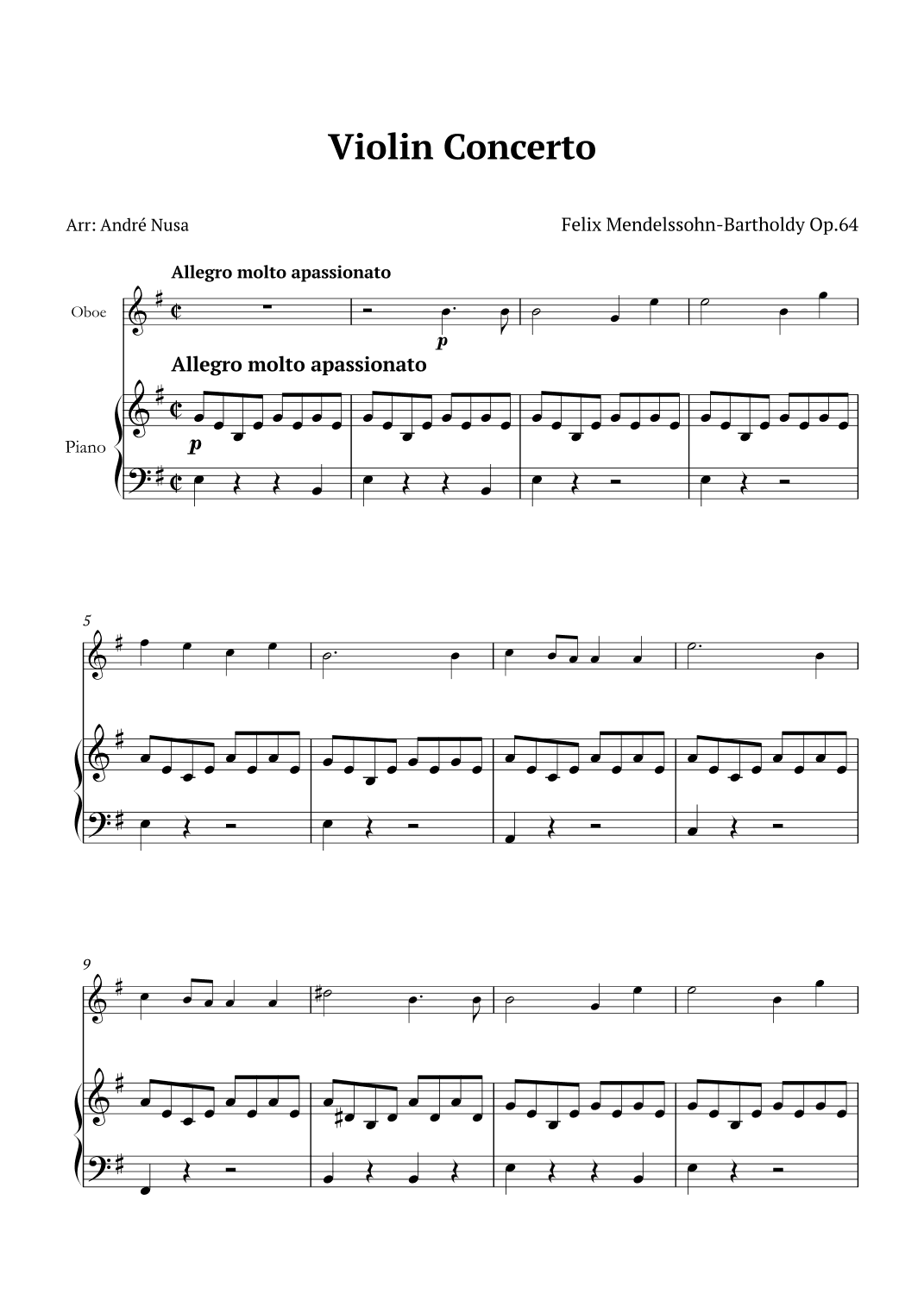 Violin Concerto in E minor (arr. André Nusa)