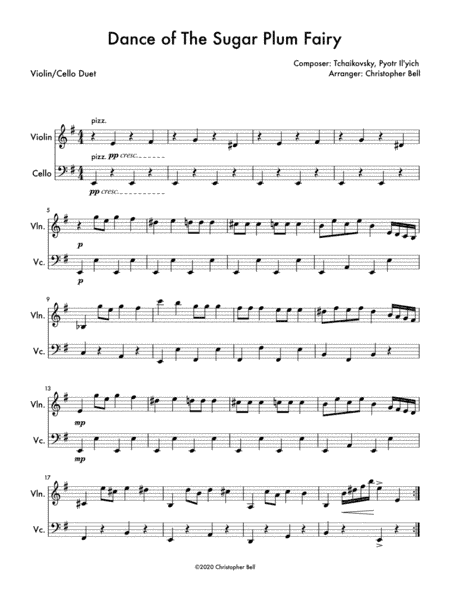 Dance Of The Sugar - Easy Violin/Cello Duet (arr. Christopher Bell)