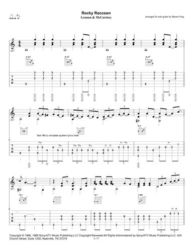 Rocky Raccoon (arr. Steven King)
