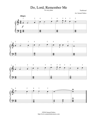 Do, Lord, Remember Me - for easy piano (arr. Samuel Stokes)