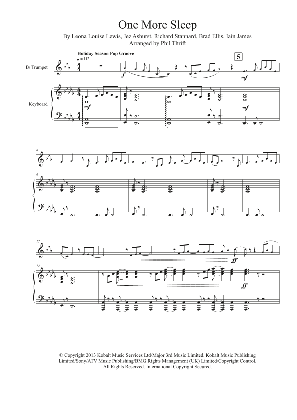 One More Sleep (arr. Phil Thrift)
