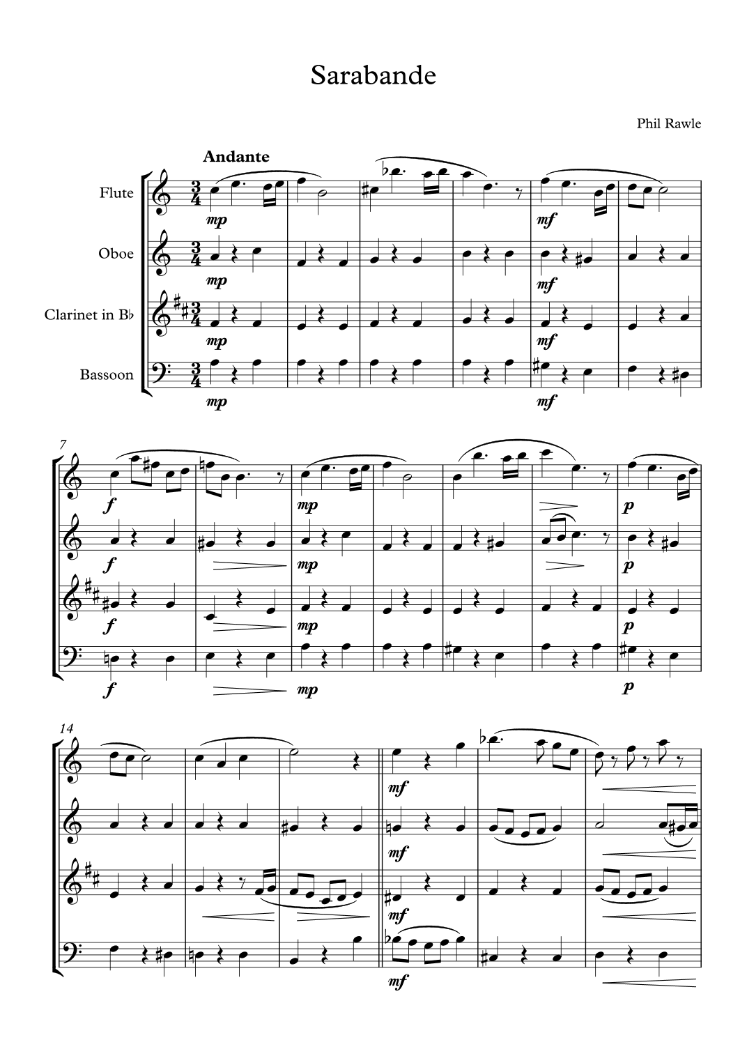 Sarabande -Wind Quartet