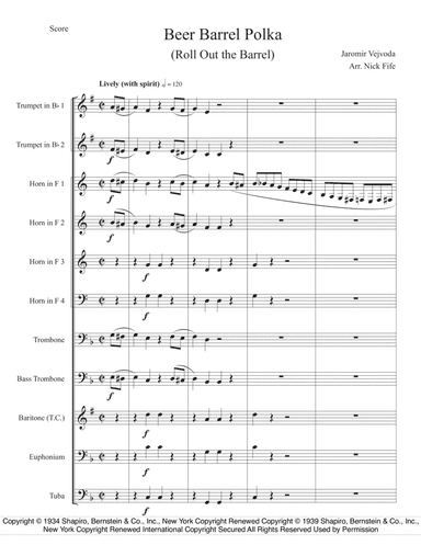 Beer Barrel Polka (roll Out The Barrel) (arr. Nick Fife)