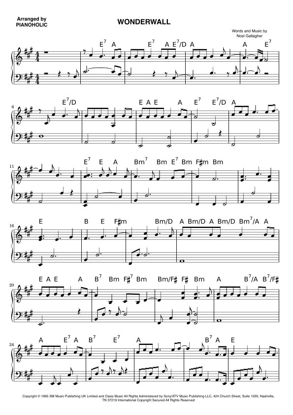 Wonderwall (arr. PIANOHOLIC)