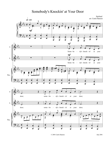 Somebody's Knockin' at Your Door (SATB) (arr. Curtis Hanson)