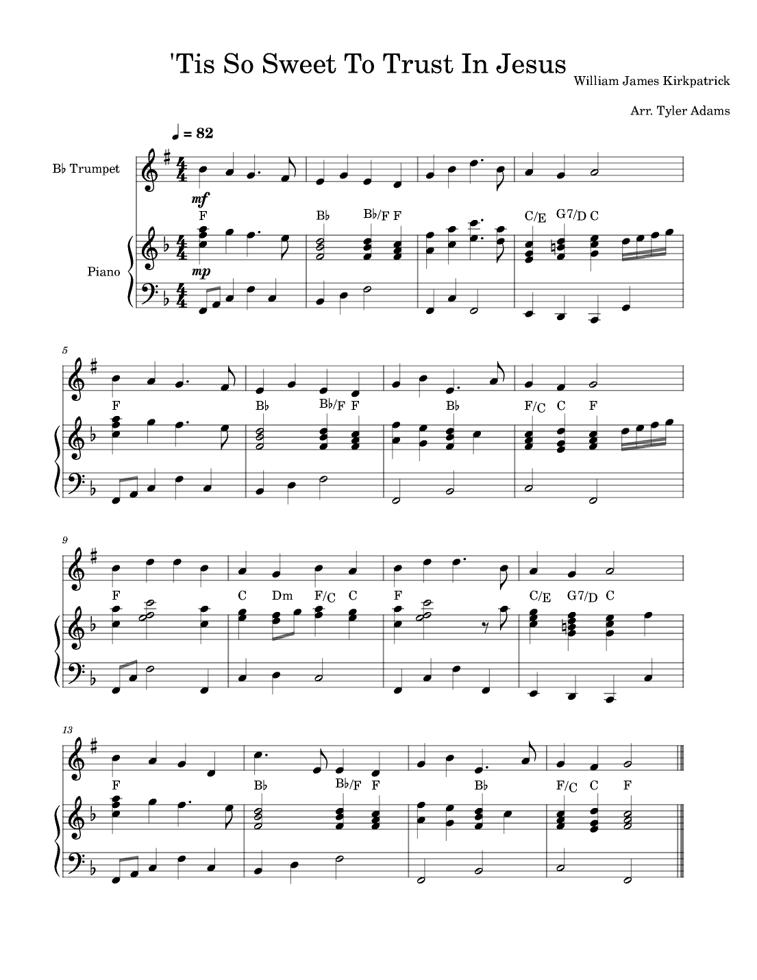 'Tis So Sweet To Trust In Jesus (arr. Tyler Adams)