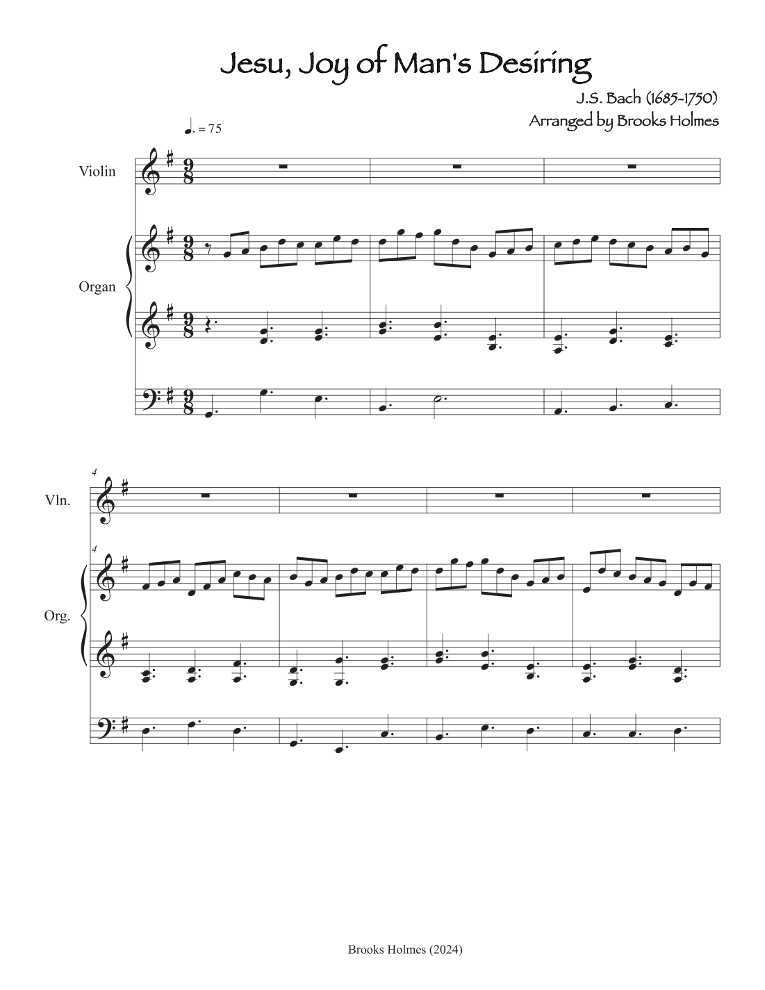 Jesu, Joy of Man's Desiring - Violin & Church Organ (arr. Brooks Holmes)