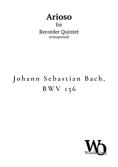 Arioso by Bach for Recorder Quintet (arr. Ander)