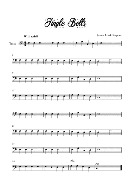 Jingle Bells - Easy/Beginner (for Tuba) (arr. Cadenza Editions)