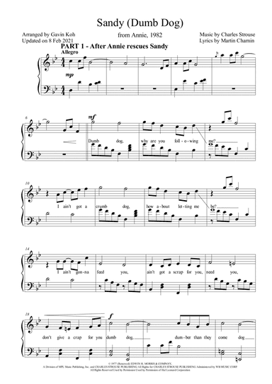 Sandy (dumb Dog) (arr. Gavin Koh)