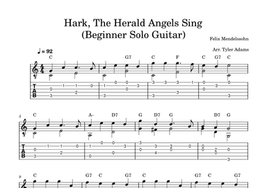 Hark, The Herald Angels Sing (Beginner Solo Guitar) (arr. Tyler Adams)