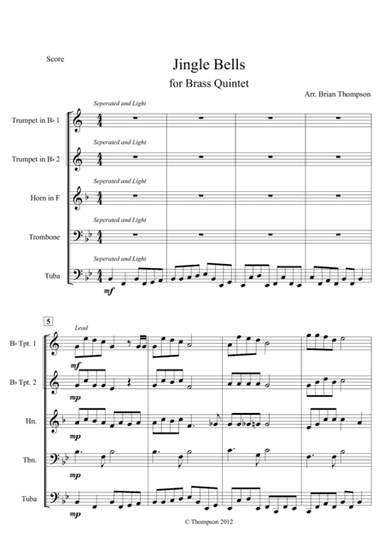 Jingle Bells For Brass Quintet (arr. Brian Thompson)