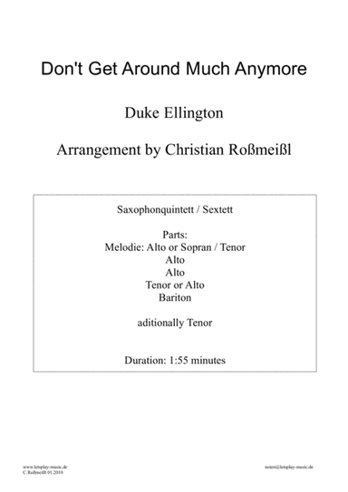 Don't Get Around Much Anymore (arr. Christian Roßmeißl)