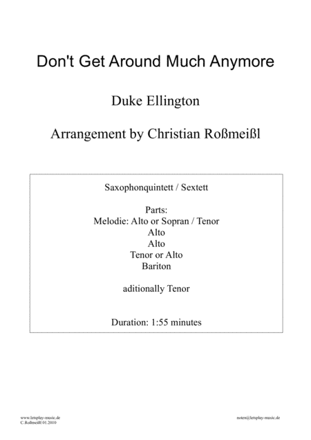 Don't Get Around Much Anymore (arr. Christian Roßmeißl)